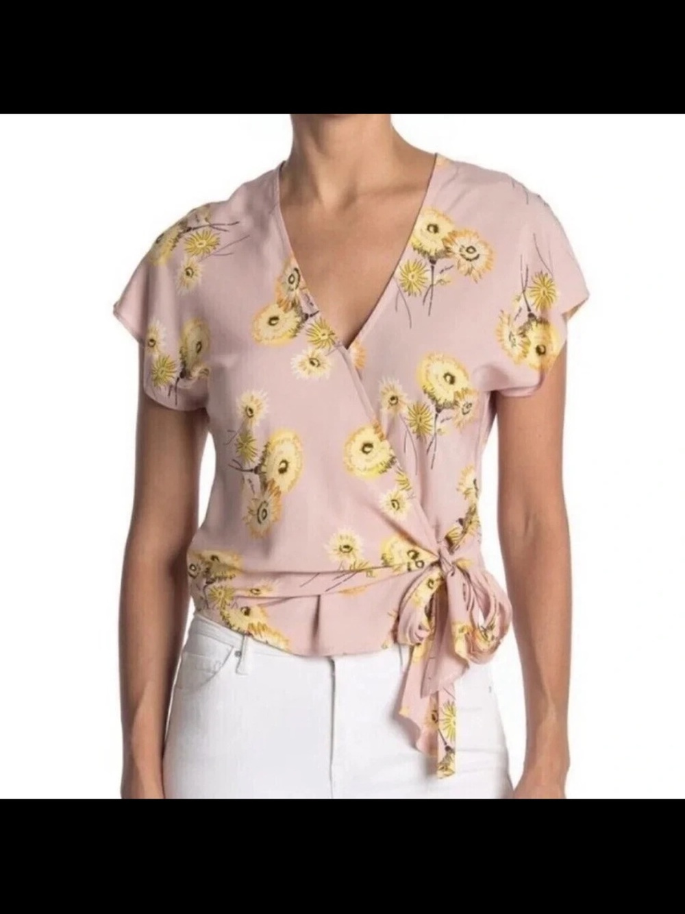 NWT Madewell Short Sleeve  Twiggy Wisteria Dove Wrap Top XS